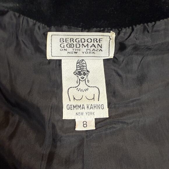 Vintage Gemma Kahng Bergdorf Goodman Black Velvet Bow Blazer Jacket Sz 8 - Picture 9 of 13